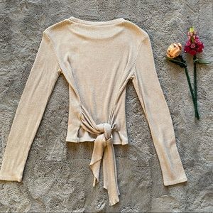 Zara knit top with knot at the waist, tie front, women